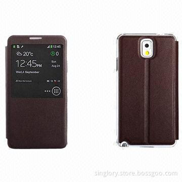 Flip Leather Case for Samsung Galaxy Note III 3 N9000 with Open Window S View